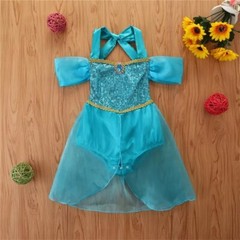 NEW Princess Jasmine Baby Girls Sequin Romper Dress Jumpsuit Costume