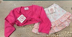 Hanna Andersson Sz 80 Girls Floral Twirl Skirt Berry Shrug Top Cotton NWT $64