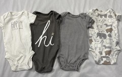 4 Carters Baby Boy Tee shirts 3 Months Snap Closure, Gray And Tan.