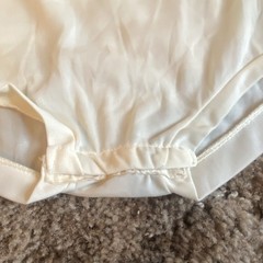 Virgin Nylon Off White Short Sleeve Floral Embroidered One piece 12M Vintage 60s