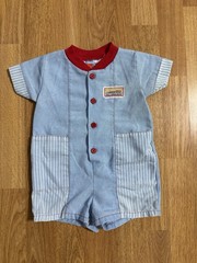 Vintage McKids All Aboard Toddler Baby Romper Sz 12m Jumper 80s 90s Made In USA