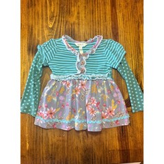 Matilda Jane Girls Mixed Print Floral Stripe Polka Dot Ruffle Tunic Top 18-24M