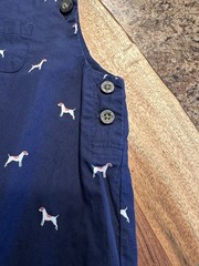 Janie and Jack 6-12M Blue Dog Print Sleeveless Button Shortall Overall