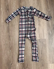 Little Bipsy x BabyBreez 6-12M Plaid Zip Pajamas One Piece Gray Red Black