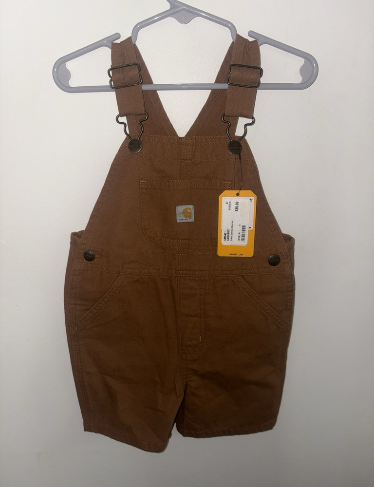 Carhartt Brown Canvas Cotton Overall One-Piece Shortalls 3T CP8999
