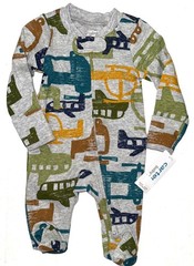 CARTERS sleeper gray/multi color transportation motif size PREEMIE