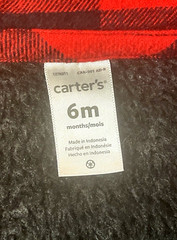 Carter’s Boys 6 Month Heather Jacket Fleece Lining and Red Plaid Lined Hood