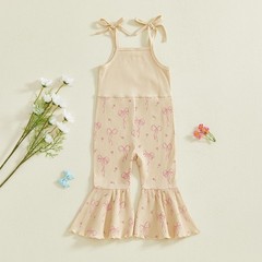 Baby Girl Spaghetti Strap Jumpsuit Sleeveless Halter Romper Bow Bell Bottoms …
