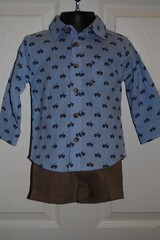 Boys Shirt and Shorts by Al and Ray, size 12 Months Toddler Blue -Brown RN 15517