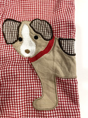 Lil Cactus Red Gingham Puppy Shortall Romper Size 3-6 Months