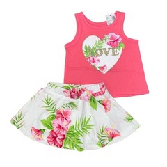 NWT Children’s Place Matching Pink Floral LOVE Tank & Skort Outfit – Size 6-9M