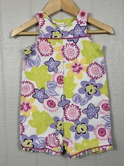 Vintage Hanna Anderson 90s Made In USA Floral Romper Baby Girl 70 cm 9-12 M