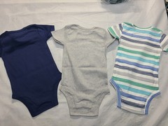 Lamaze Baby Boys’ Organic Cotton 3pkStriped and Solid Short Sleeve Bodysuit 12M