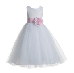 Floral Lace Heart Cutout Flower Girl Dress Baptism Dresses Birthday Girl Dress