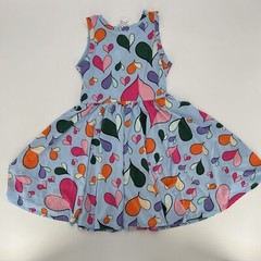 Dot Dot Smile Girl’s Tank Dress size 3-4 Sleeveless Light Blue/Multicolor Hearts