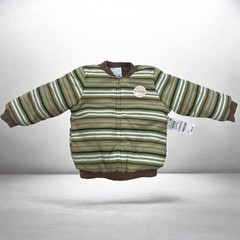 First Impressions Toddler Reversible Sherpa Jacket Green Striped Winter 24M NWTS