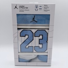 Jordan Baby 3Pc Outfit Set Headband Bodysuit Booties 0-6M Jersey White Blue NIB