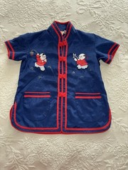 Vintage Toddler Shirt Top Asian Lyre Bird Chinese Appliqué Embroidered 4T EXC