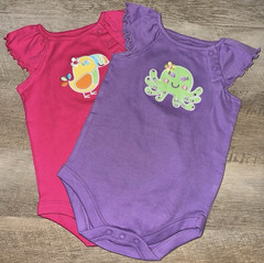 Garanimals 2-Pack Girls 3-6M Cotton Knit Bodysuits Animal Print Snap