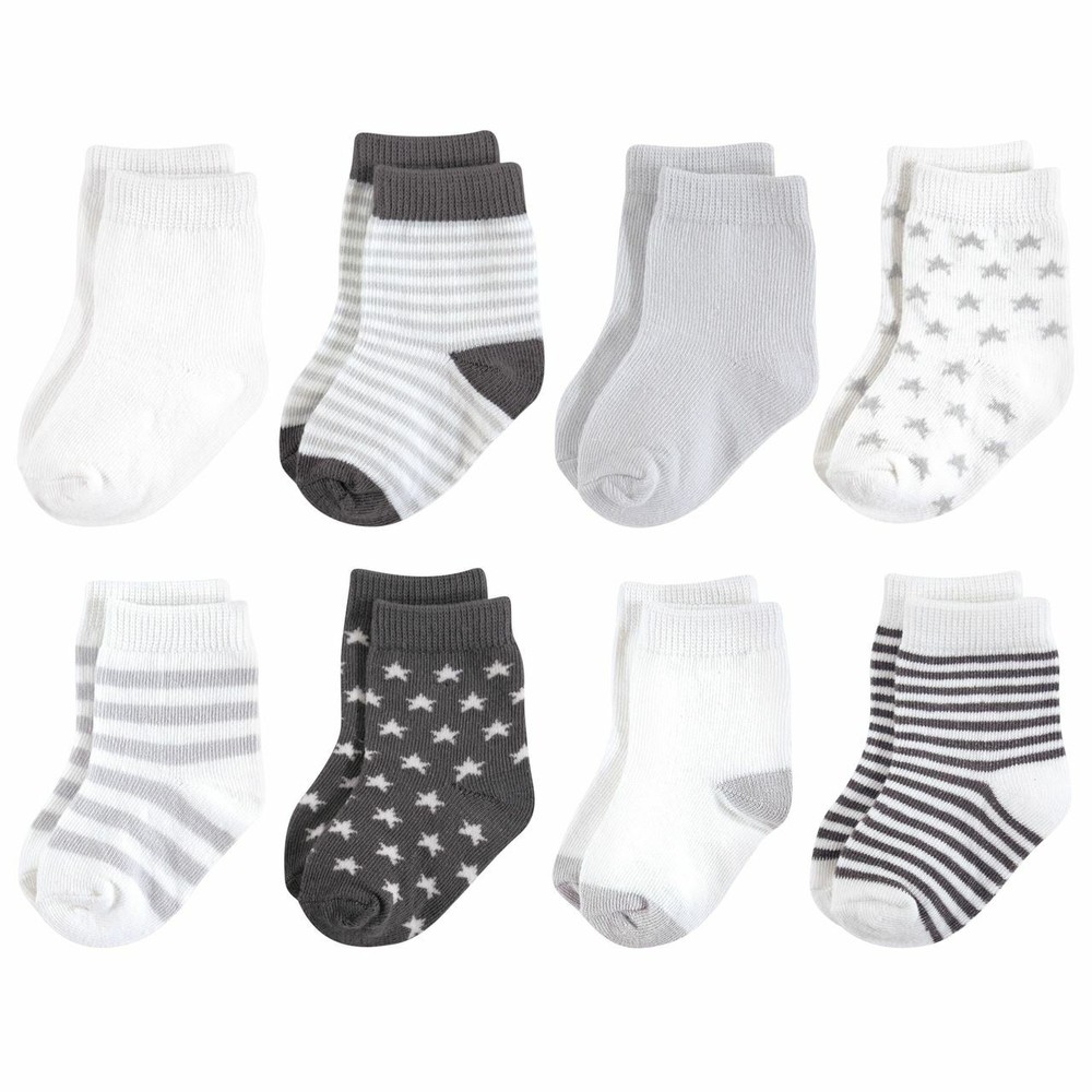 Touched by Nature Organic Basic Socks, 8-Pack, Charcoal Stars