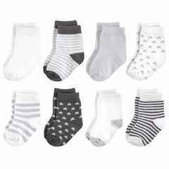 Touched by Nature Organic Basic Socks, 8-Pack, Charcoal Stars