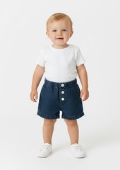 Baby Girls 12M Denim Shorts Flower Button Ruffle Hem Bloomers