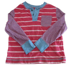 Arizona Jean Co Pullover T Shirt Toddler Boys Size 3T Red Stripe Long Sleeve Tee