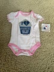 Seattle Mariners Baseball Baby Girl one piece Size O-3 Months Pink Polka Dot MLB