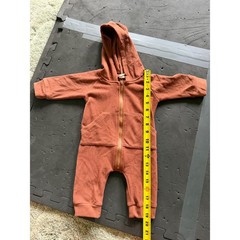Unbranded Terracotta Rust Hooded Zip Up Romper Size 70 Cotton Blend Long Sleeve