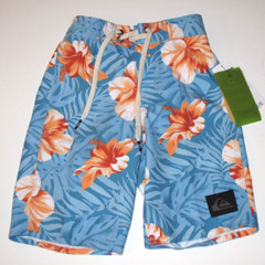 Quiksilver Toddler Boy’s 3T Board Shorts Everyday Floral Blue Orange Hibiscus
