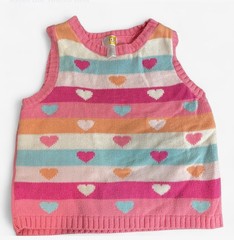 TKS Kids Pink Multi Color Hearts Knit Sweater Vest Size 3T Kidcore Preppy