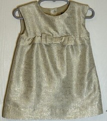 Baby Gap Baby Girl 12-18M Dress Sleeveless Gold High Waist Fabric Bow Buttons