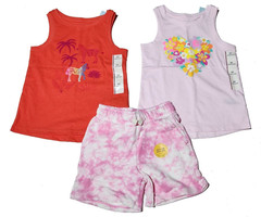 Girls 3T Pink Shorts & Sleeveless Tank Top 2 Shirts Cat & Jack Flower Zebra
