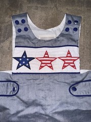 Lil Cactus Baby 3-6 Months SMOCKED Shortalls RED WHITE BLUE STARS & STRIPES