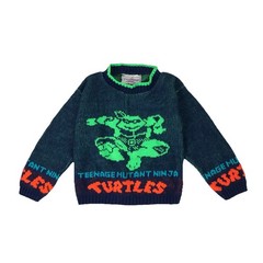 Vintage Teenage Mutant Ninja Turtles Sweater Toddler 2T 2 Blue Sweatshirt TMNT