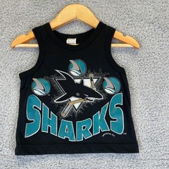 Vintage 1992 San Jose Sharks Toddler Tank Top Shirt NHL Black Size 2T Babyfair