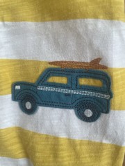 Carters One Piece Baby Romper 12 Months Striped Surf Wagon Embroidered Patch