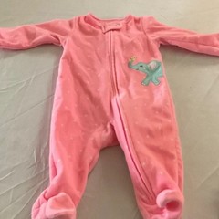 Carter’s Baby Girls Cute Elephant & Bird Polka Dot Fleece Sleep & Play Pink 6M