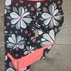 Gymgo Girls 2T Floral Capri Leggings Black Pink Gray Activewear Crop Yoga Pants