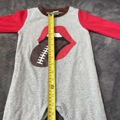 Football Tongue Lips 18-24 Months Gray Baby Romper One Piece Buttons 97% Cotton