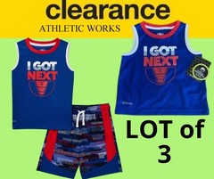 3-Piece ATHLETIC WORKS Boys 12 MONTHS Active T-Shirt & Shorts Set • Basketball
