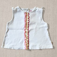 VTG Gymboree 2002 Ice Cream Shop Top 3T Y2K White Ruffle Sleeveless Cotton Tank