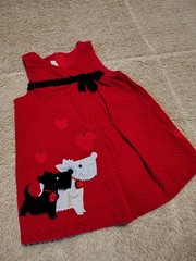 Bonnie Baby Sleeveless Scotty Dog Red Polka Dot Dress Corduroy Holiday Size 18m