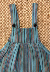 Vintage Guatemalan Child Toddler Romper Overall 2T Unisex Y2K Turquoise Stripe