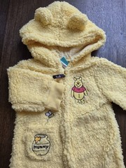 Disney Baby Winnie the Pooh Yellow Fleece Hooded Zip Coverall One-Piece 3-6M