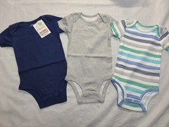 Lamaze Baby Boys’ Organic Cotton 3pkStriped and Solid Short Sleeve Bodysuit 12M