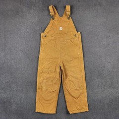 Carhartt Bib Overalls Kids 4T Brown Cotton Canvas Double Knee Rugged Workwear