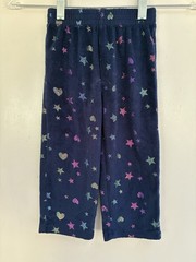 Member’s Mark Toddler Girl Shiny Star Heart Cozy Fleece Pull On PJ Pants Blue 2T