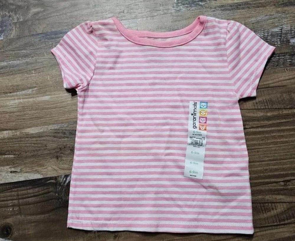 Designer girls 6-9 months clothes shirt pink white stripes