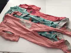 Lot Of 3 Size 12mo Baby Girl Appliquéd Footed Sleepers